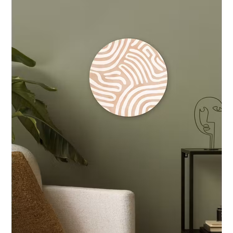 Beige - Aardspatroon Wandcirkel kunststof plaat 5mm dik klein -sfeer3