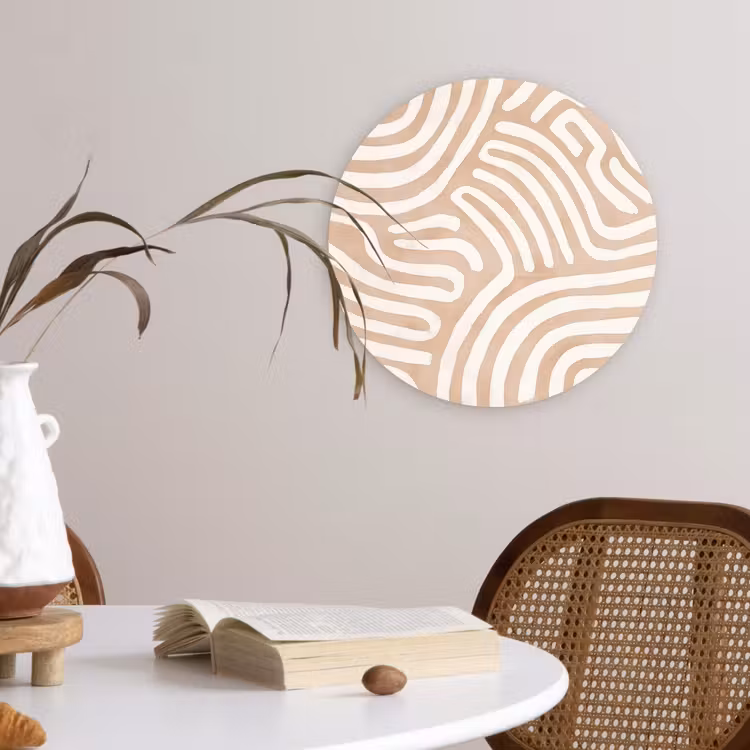 Beige - Aardspatroon Wandcirkel kunststof plaat 5mm dik klein -sfeer4