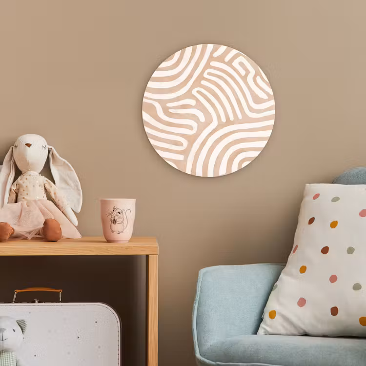Beige - Aardspatroon Wandcirkel kunststof plaat 5mm dik klein -tsfeer1_kind