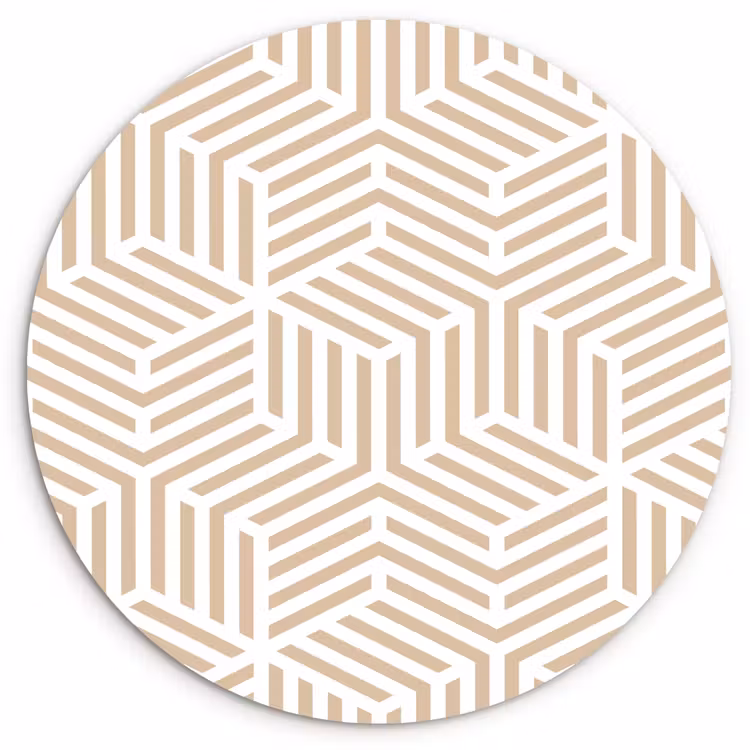 Beige - Geometrie - Patronen - Abstract Wandcirkel kunststof plaat 5mm dik klein 188 -3d