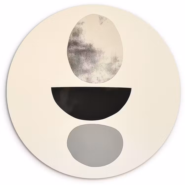 Beige - Japandi - Wabi sabi Wandcirkel kunststof plaat 5mm dik klein -3d