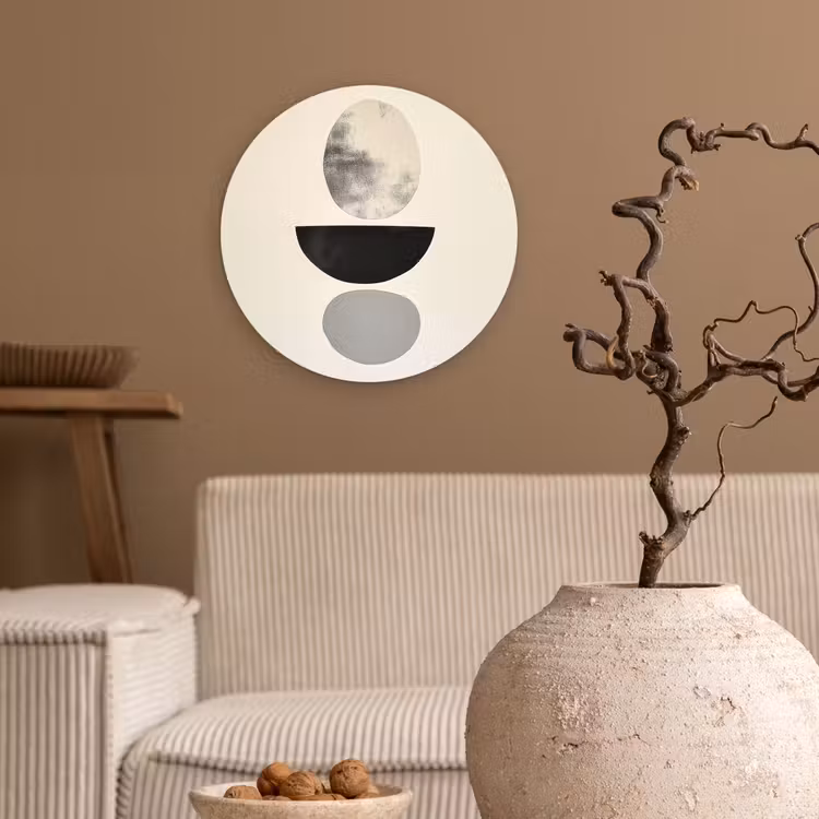 Beige - Japandi - Wabi sabi Wandcirkel kunststof plaat 5mm dik klein -sfeer1