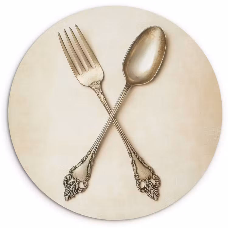 Beige - Vintage - Bestek Wandcirkel kunststof plaat 5mm dik klein -3d