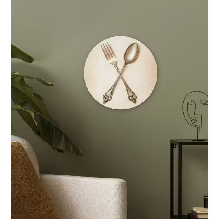 Beige - Vintage - Bestek Wandcirkel kunststof plaat 5mm dik klein -sfeer3