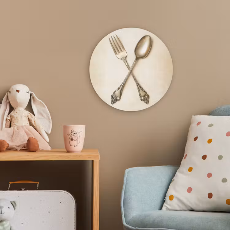 Beige - Vintage - Bestek Wandcirkel kunststof plaat 5mm dik klein -tsfeer1_kind