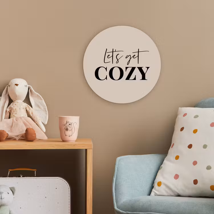 Beige - Winter - Quote - Cozy Wandcirkel kunststof plaat 5mm dik klein -tsfeer1_kind