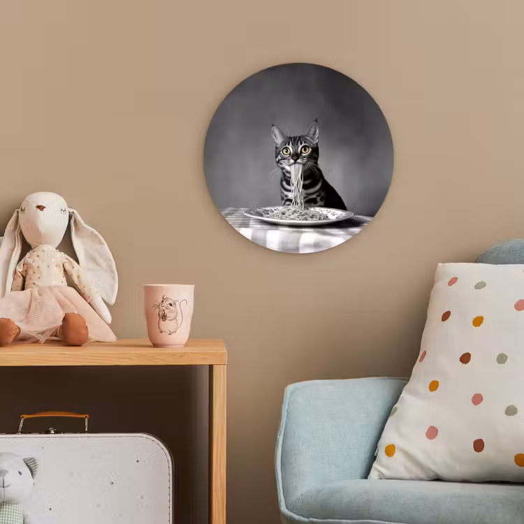 Bengaal - Kat - Tafelkleed - Zwart - Wit - Dier Wandcirkel kunststof plaat 5mm dik klein -tsfeer1_kind
