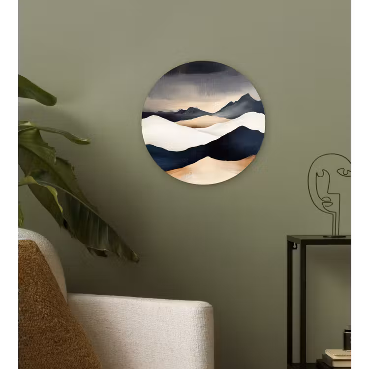 Bergen - Donkerblauw - Landschap Wandcirkel kunststof plaat 5mm dik klein -sfeer3