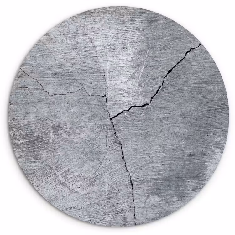 Beton - Grijs - Scheur Wandcirkel kunststof plaat 5mm dik klein -3d