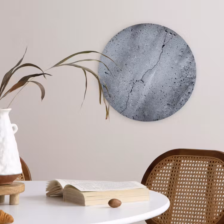 Beton - Grijs - Scheur Wandcirkel kunststof plaat 5mm dik klein -sfeer4
