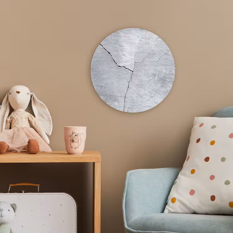 Beton - Scheur - Grijs Wandcirkel kunststof plaat 5mm dik klein -tsfeer1_kind