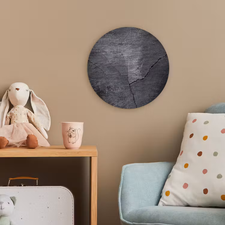 Beton - Zwart - Scheur Wandcirkel kunststof plaat 5mm dik klein -tsfeer1_kind