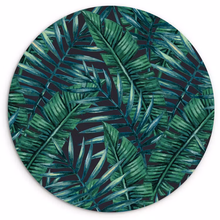 Bladeren - Inductie beschermer - Jungle - Tropical Wandcirkel kunststof plaat 5mm dik klein -3d