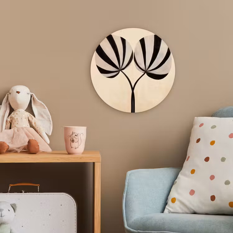 Bladeren - Gestreept - Stengel - Beige Wandcirkel kunststof plaat 5mm dik klein -tsfeer1_kind