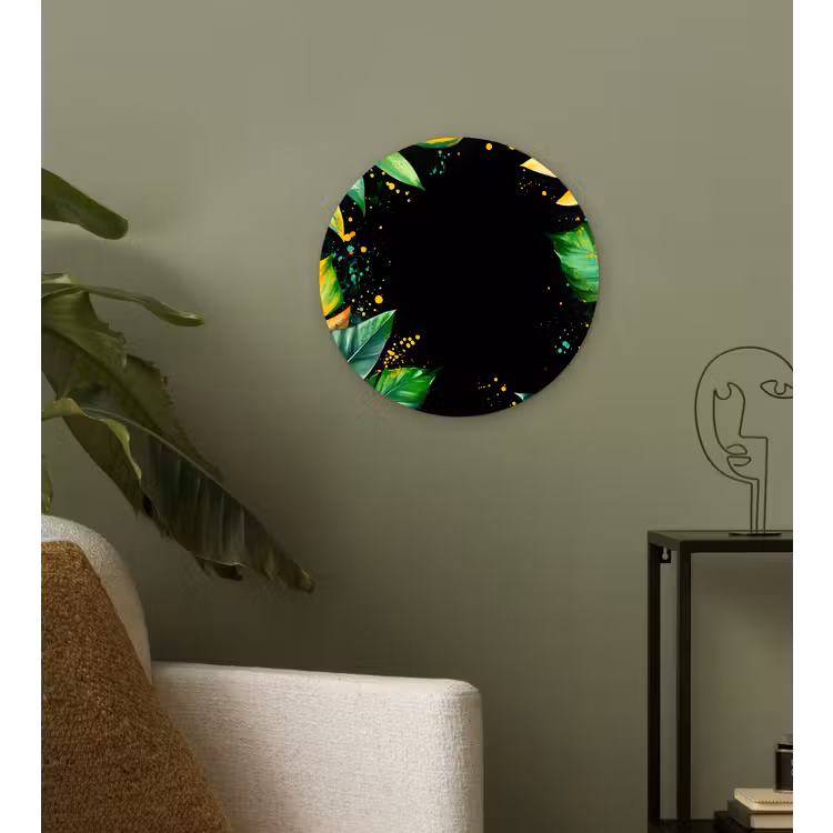 Bladeren - Groen - Geel - Verf - Jungle Wandcirkel kunststof plaat 5mm dik klein -sfeer3