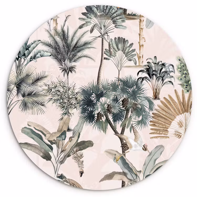 Bladeren - Monstera - Jungle - Tropical Wandcirkel kunststof plaat 5mm dik klein -3d