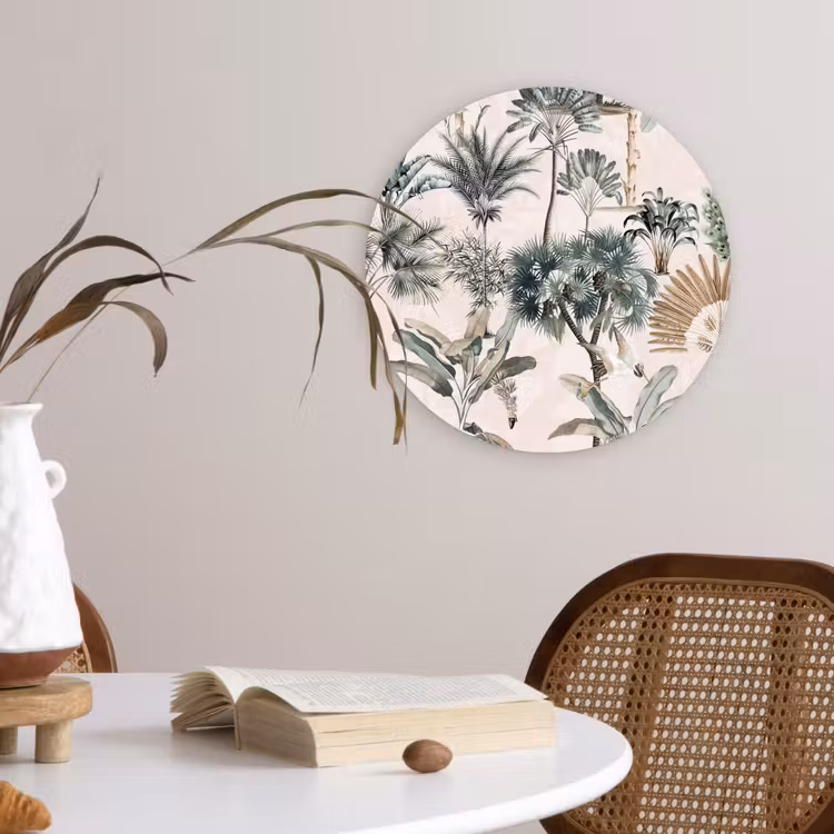 Bladeren - Monstera - Jungle - Tropical Wandcirkel kunststof plaat 5mm dik klein -sfeer4