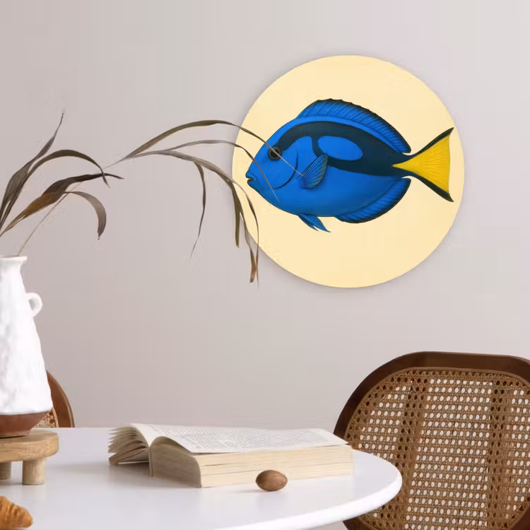 Blauw - Dory - Vis - Staartvin Wandcirkel kunststof plaat 5mm dik klein -sfeer4