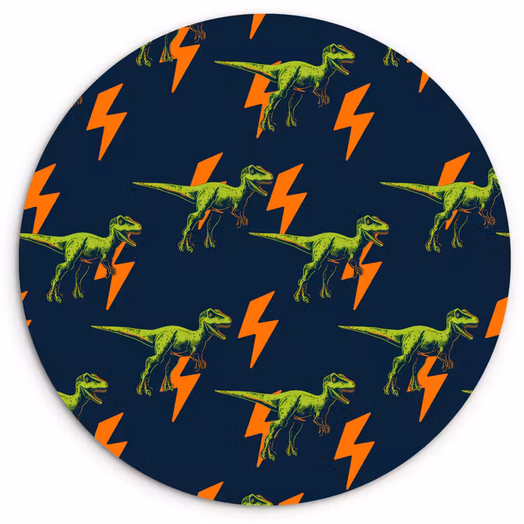 Bliksemschichten - Oranje - Dinosaurussen Wandcirkel kunststof plaat 5mm dik klein -3d