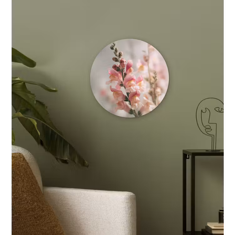 Bloem - Leeuwenbek - Roze - Stengel Wandcirkel kunststof plaat 5mm dik klein -sfeer3