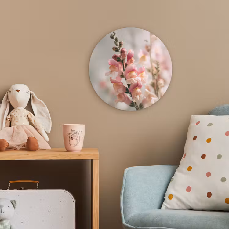 Bloem - Leeuwenbek - Roze - Stengel Wandcirkel kunststof plaat 5mm dik klein -tsfeer1_kind