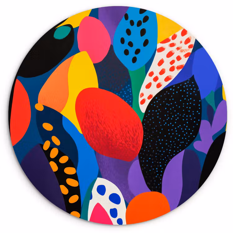 Bloemen - Bladeren - Abstract - Rood Wandcirkel kunststof plaat 5mm dik klein -3d