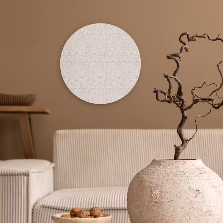 Bloemen - Bladeren - Licht - Taupe Wandcirkel kunststof plaat 5mm dik klein 188 -sfeer1