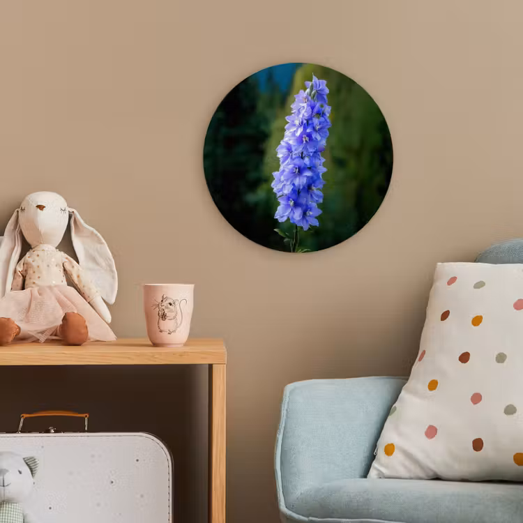 Bloemen - Blauw - Dennenboom Wandcirkel kunststof plaat 5mm dik klein -tsfeer1_kind