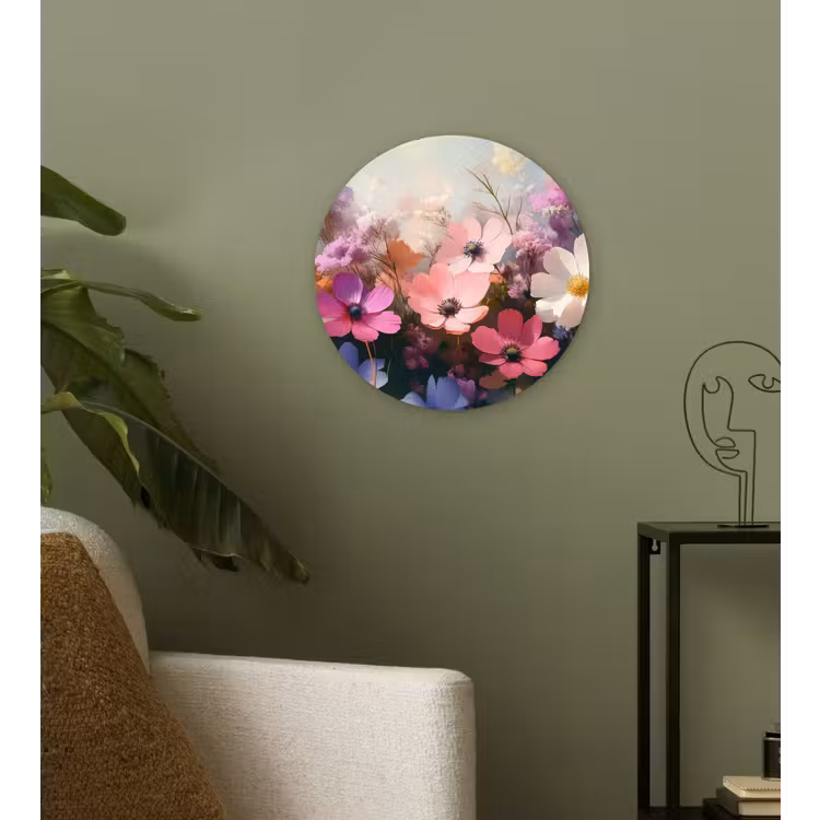 Bloemen - Kleurrijk - Bloei Wandcirkel kunststof plaat 5mm dik klein -sfeer3