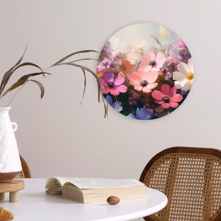 Bloemen - Kleurrijk - Bloei Wandcirkel kunststof plaat 5mm dik klein -sfeer4