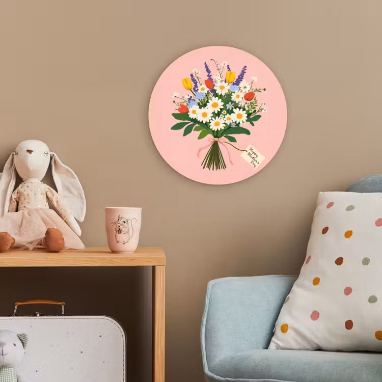 Bloemen - Lint - Kaartje Wandcirkel kunststof plaat 5mm dik klein -tsfeer1_kind