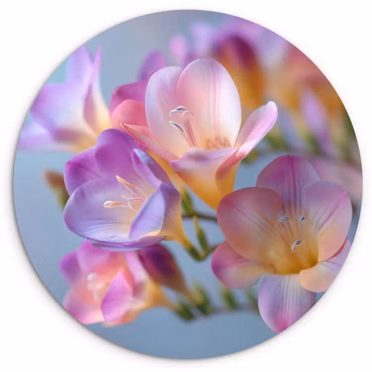 Bloemen - Paars - Overloop - Meeldraden Wandcirkel kunststof plaat 5mm dik klein -3d