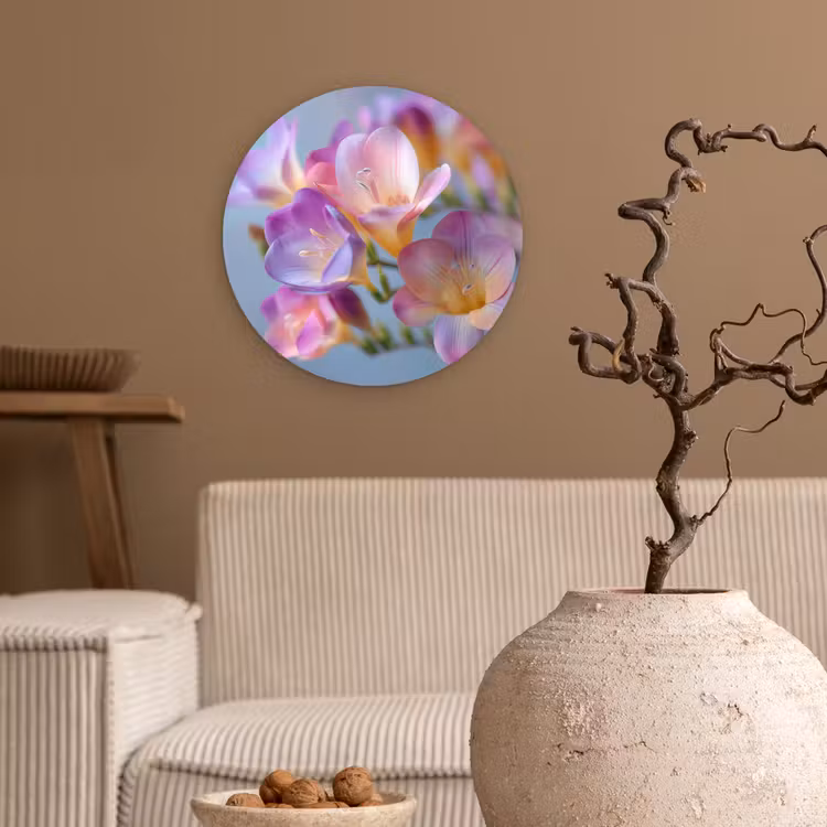 Bloemen - Paars - Overloop - Meeldraden Wandcirkel kunststof plaat 5mm dik klein -sfeer1