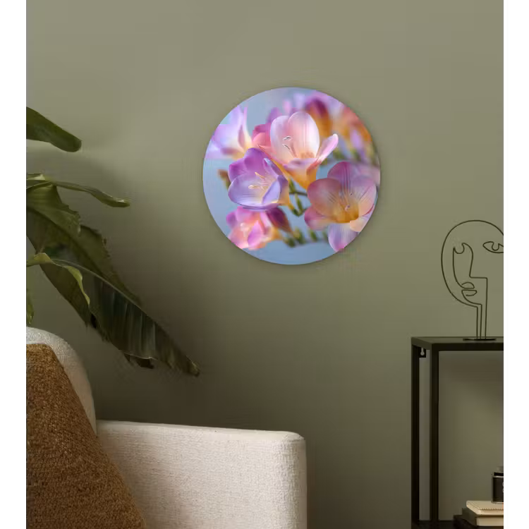 Bloemen - Paars - Overloop - Meeldraden Wandcirkel kunststof plaat 5mm dik klein -sfeer3