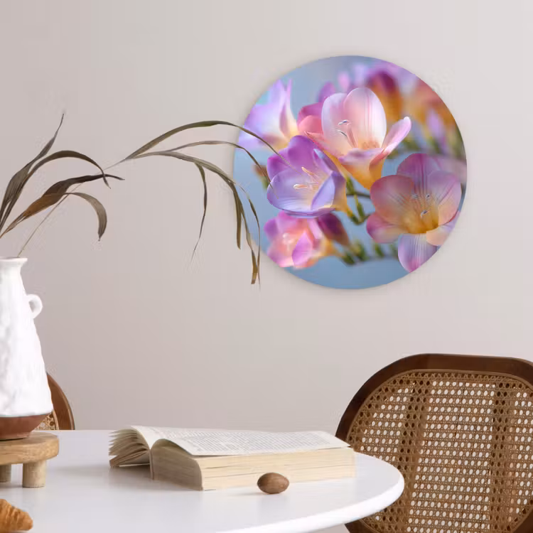 Bloemen - Paars - Overloop - Meeldraden Wandcirkel kunststof plaat 5mm dik klein -sfeer4