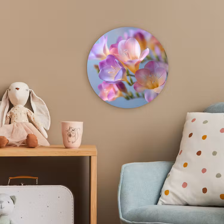 Bloemen - Paars - Overloop - Meeldraden Wandcirkel kunststof plaat 5mm dik klein -tsfeer1_kind