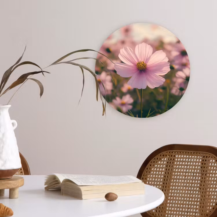 Bloemen - Paars - Wazig Wandcirkel kunststof plaat 5mm dik klein -sfeer4