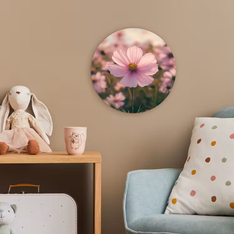 Bloemen - Paars - Wazig Wandcirkel kunststof plaat 5mm dik klein -tsfeer1_kind