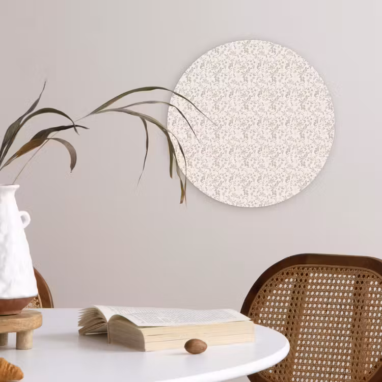 Bloemen - Patroon - Taupe Wandcirkel kunststof plaat 5mm dik klein 188 -sfeer4