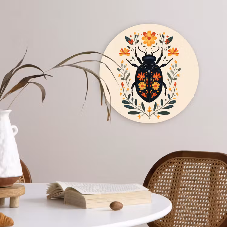 Bloemen - Oranje - Planten - Sierlijk Wandcirkel kunststof plaat 5mm dik klein -sfeer4