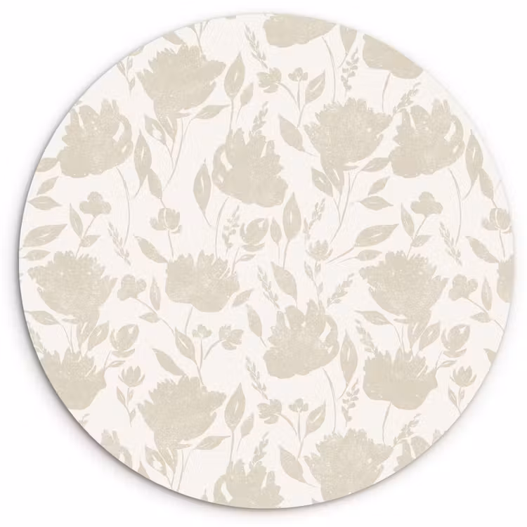 Bloemenpatroon - Silhouet - Wit Wandcirkel kunststof plaat 5mm dik klein 188 -3d