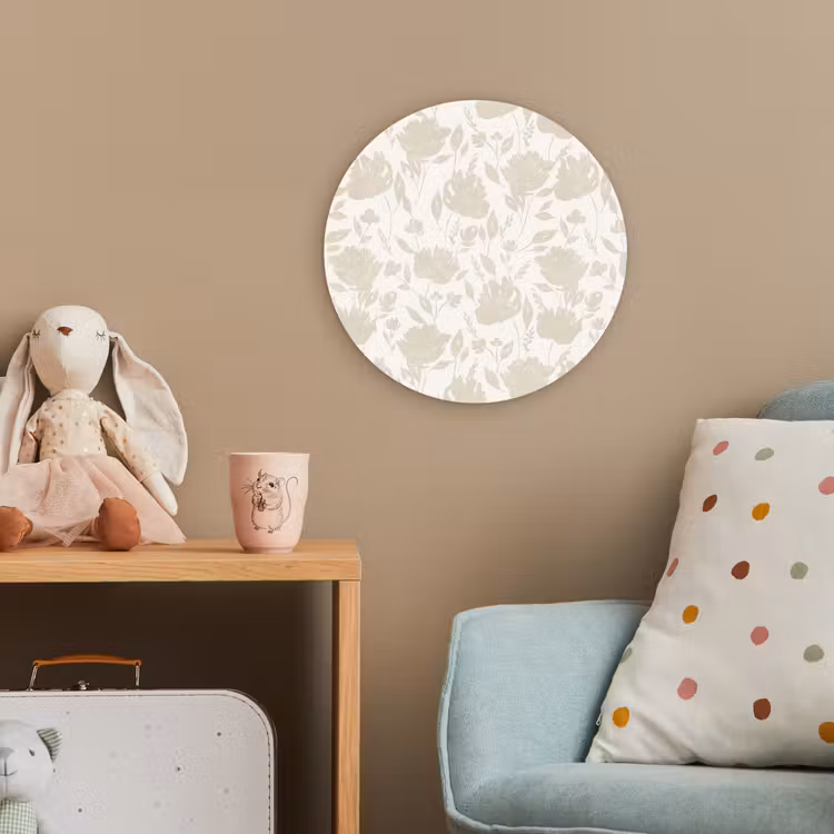 Bloemenpatroon - Silhouet - Wit Wandcirkel kunststof plaat 5mm dik klein 188 -tsfeer1_kind