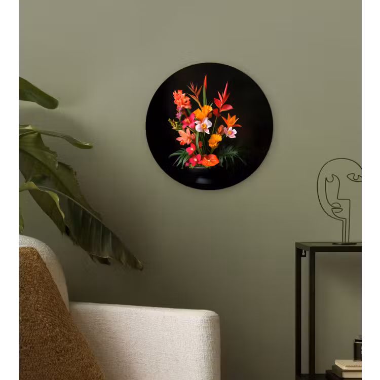 Boeket - Bloemen - Exotisch Wandcirkel kunststof plaat 5mm dik klein -sfeer3
