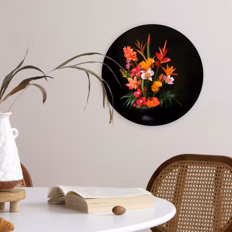 Boeket - Bloemen - Exotisch Wandcirkel kunststof plaat 5mm dik klein -sfeer4