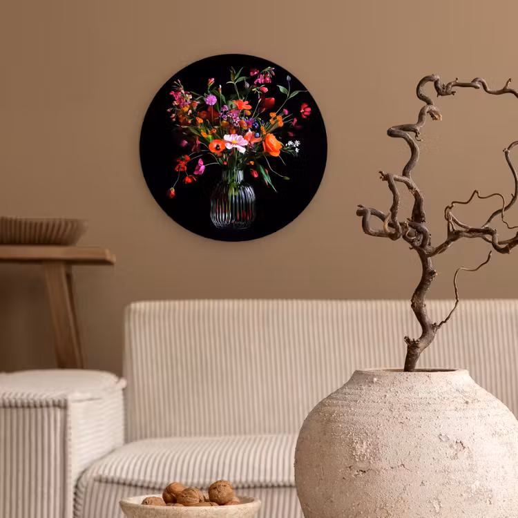 Boeket - Veldbloemen - Vaas Wandcirkel kunststof plaat 5mm dik klein -sfeer1