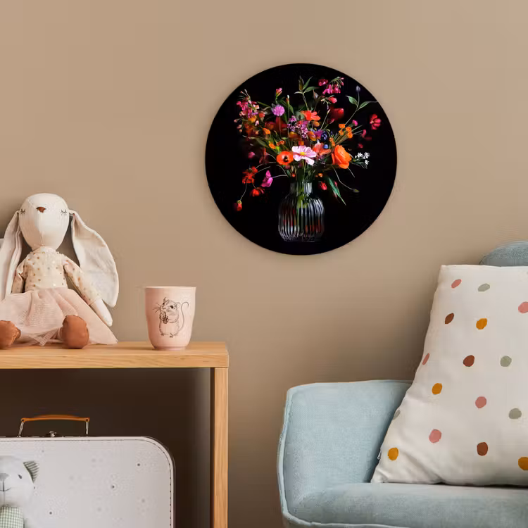 Boeket - Veldbloemen - Vaas Wandcirkel kunststof plaat 5mm dik klein -tsfeer1_kind