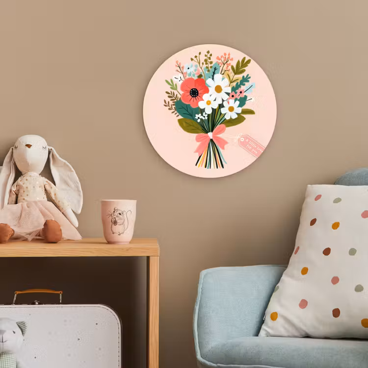 Boeket - Strikje - Kaartje - Quote Wandcirkel kunststof plaat 5mm dik klein -tsfeer1_kind