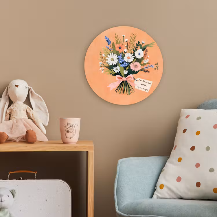Boeket - Strikje - Quote Wandcirkel kunststof plaat 5mm dik klein -tsfeer1_kind