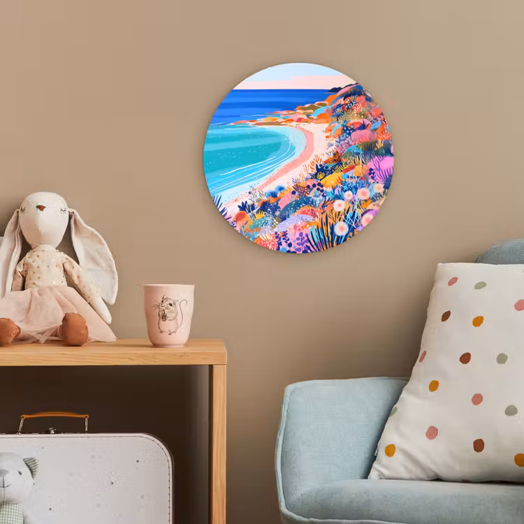 Bloemenweide - Zee - Zomers Wandcirkel kunststof plaat 5mm dik klein -tsfeer1_kind