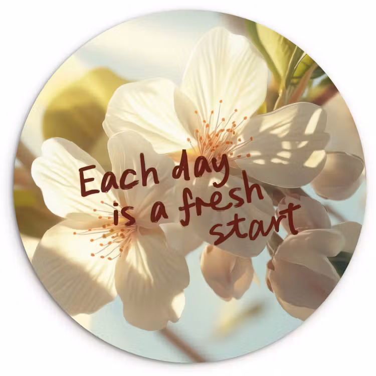 Bloesems - Zonlicht - Quote - Wit Wandcirkel kunststof plaat 5mm dik klein -3d